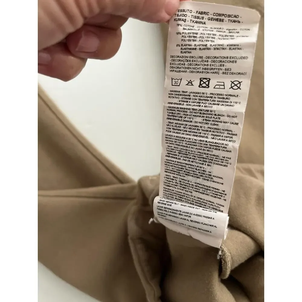 Emporio Armani Pants Kids 10A Beige Slim Jersey Sweatpants Elastic Waist Logo
